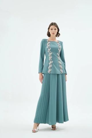 Eloya Stone-Embellished Square-Neck Blouse & Skirt Set