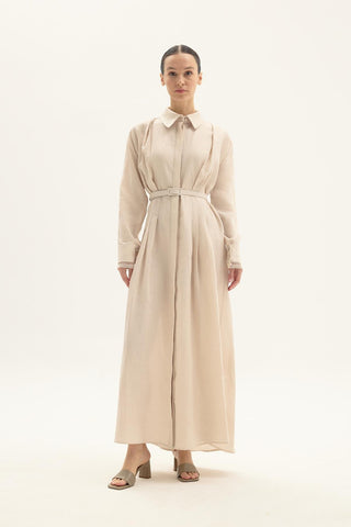 ELVIRA 100% Linen Dress – Beige