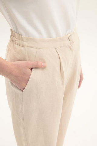 ELVIRA %100 Keten Havuç Pantolon – Bej