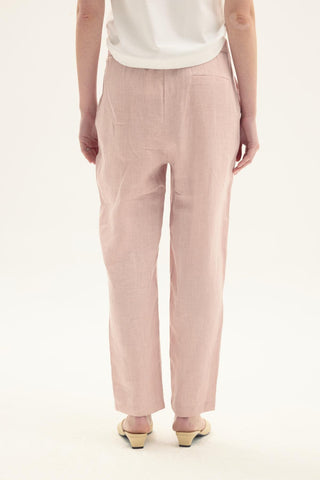 ELVIRA 100% Linen Carrot Trousers – Pink