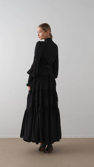 Tiered Ruffle Maxi Dress – Black