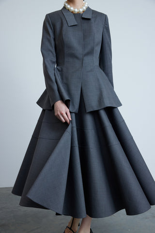 Structured Wool Flounced Jacket and Skirt Set – Stone Coal