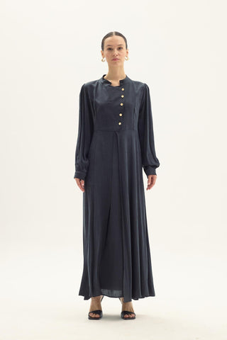 Ginny Silk Panelled Dress – Black