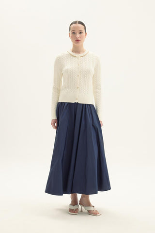 Helos Chain-Detail Knit Cardigan – White
