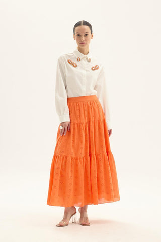 Hilaris Broderie Blouse and Skirt Set