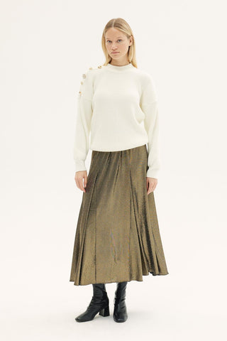 Juana Flared Midi Skirt – Gold