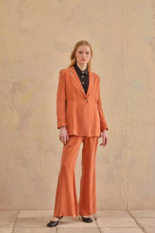 Juno Silk Flared Trousers – Orange
