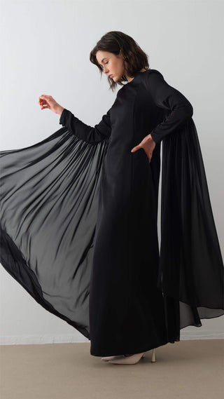 Cape Sleeve Detail Dress – Black