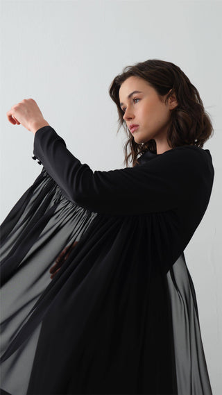 Cape Sleeve Detail Dress – Black