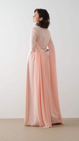 Cape Sleeve Detail Dress – Salmon