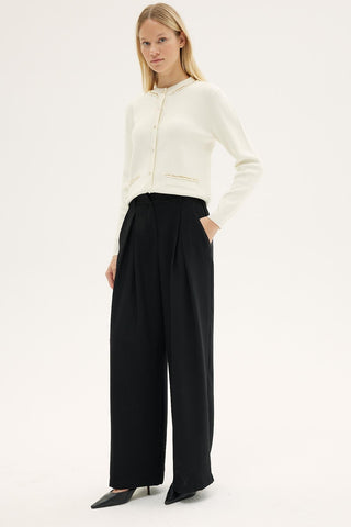 Koralin Tailored Wide-Leg Trousers – Black