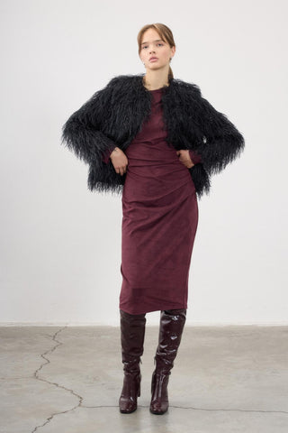 Leylak Feather-Textured Jacket – Black