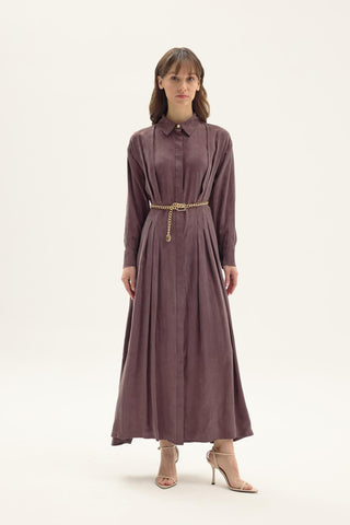 Lilia Silk Maxi Dress - Brown