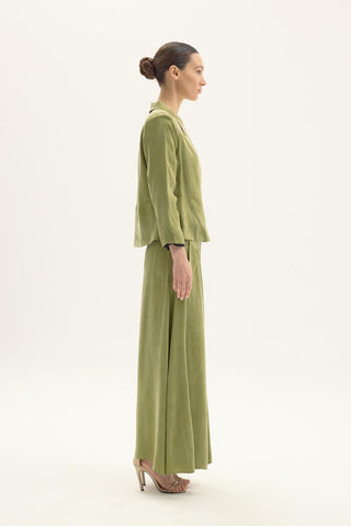 Lilia Silk Skirt and Blouse Set - Green