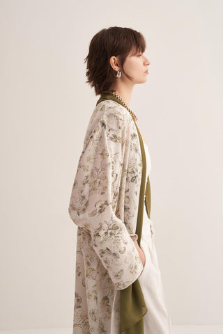 Liora Green Floral Print Abaya with Matching Scarf