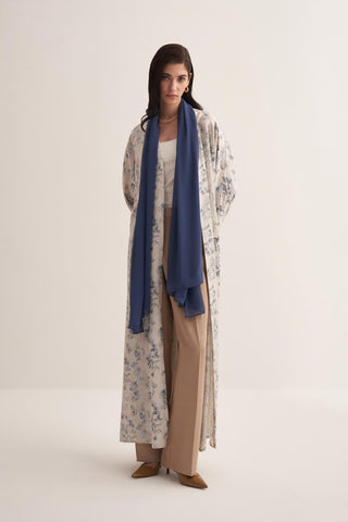 Liora Blue Floral Abaya with Matching Scarf