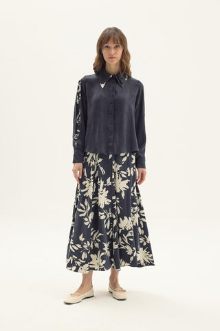 Lonicera Skirt and Blouse Set - Navy