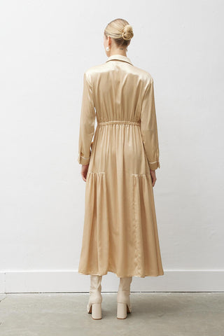 Luna Woven Shirt Dress – Gold