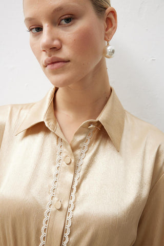 Luna Woven Shirt Dress – Gold