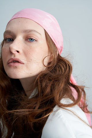 Velda Houndstooth Silk Shawl – Pink 75x190