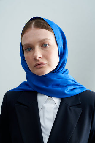 Serenity Silky Checkered Shawl – Blue 75x190