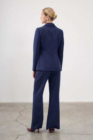 Minerva Double-Lapel Tailored Blazer – Blue