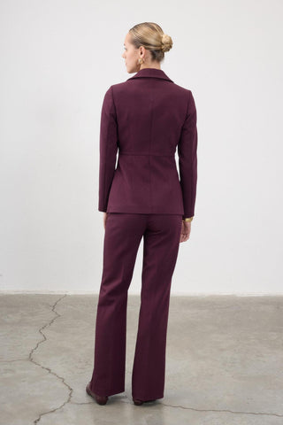 Minerva Double-Lapel Tailored Blazer – Burgundy