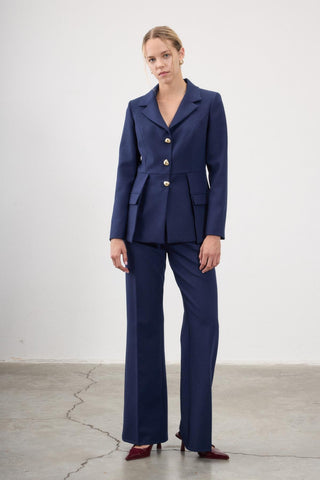 Minerva Tailored Flared Trousers – Blue