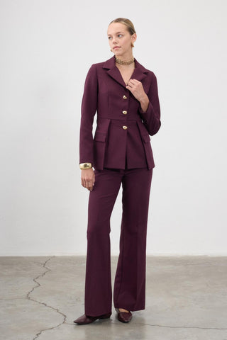 Minerva Tailored Flared Trousers – Burgundy