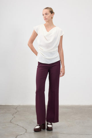 Minerva Tailored Flared Trousers – Burgundy
