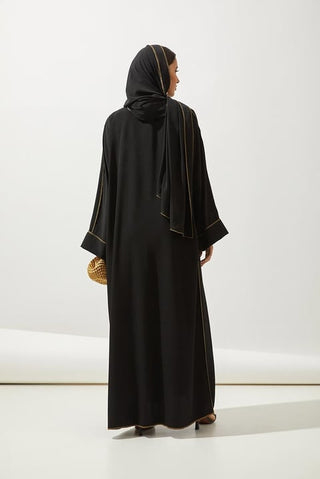 New Line Abaya Dress Set - Black