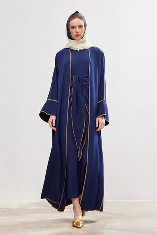 New Line Abaya Dress Set - Navy Blue