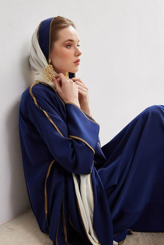 New Line Abaya Dress Set - Navy Blue