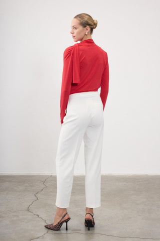 Olen Draped Jersey Blouse – Red