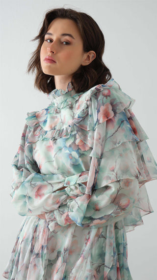 Ruffle Layered Maxi Dress – Mint