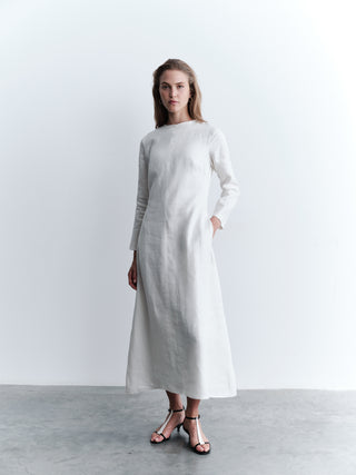 Minimalist Linen Maxi Dress - White