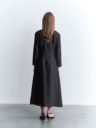 Front Seam Straight-Cut Dress – Black