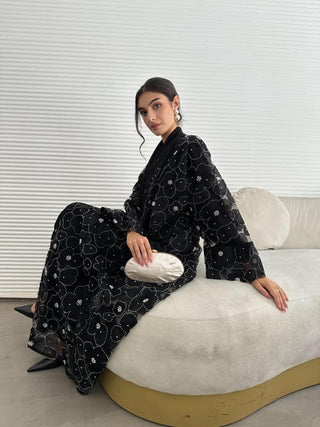 İnci Rüyası Siyah Abaya Takımı