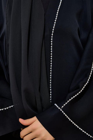 Pearl Line Abaya Set - Black