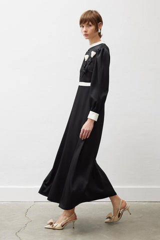 Perla Contrast Trim Dress – Black