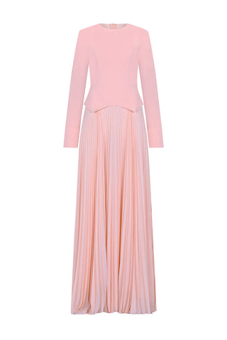 Pleated Evening Dress – Powder Pink
