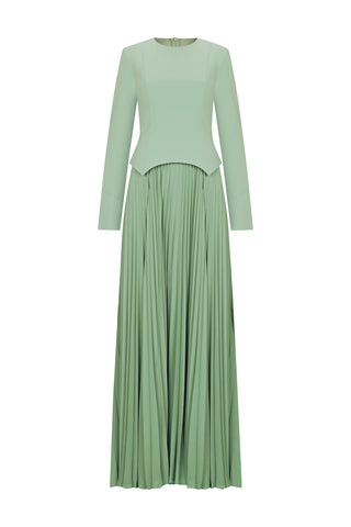 Pleated Evening Dress – Mint