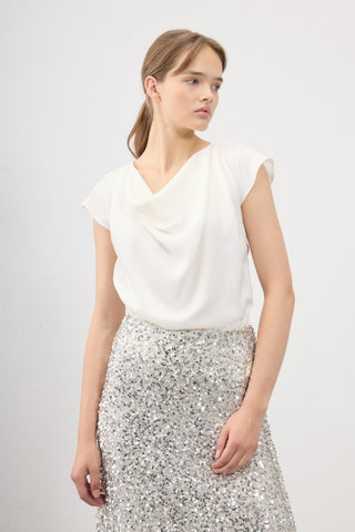 Pina Draped Blouse – Ecru