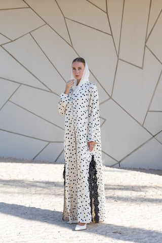 Polka Dot Abaya – White