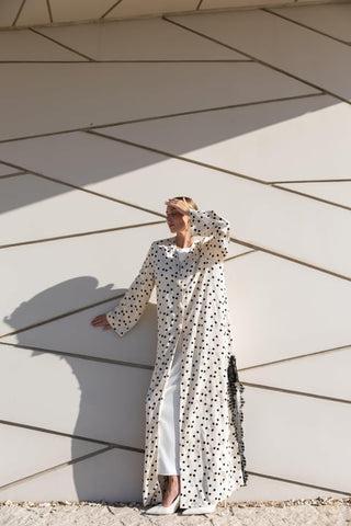 Polka Dot Abaya – White