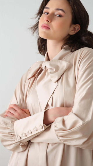 Poplin Shirt Dress – Beige