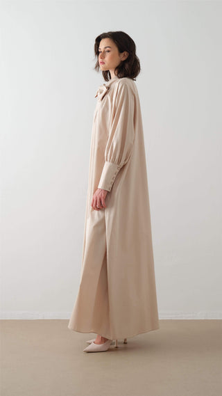 Poplin Shirt Dress – Beige