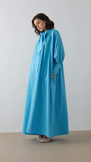 Poplin Shirt Dress – Blue