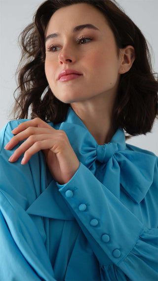 Poplin Shirt Dress – Blue
