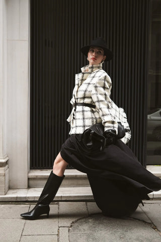 Cloudy Check Blazer – White